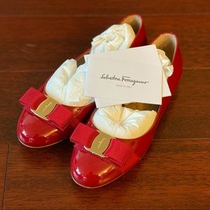Salvatore Ferregamo Varina Patent Bow Ballet Flat